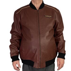 Harley-Davidson Bomber Jacket Mens L Dark Red Leather 120th Anniversay Edition